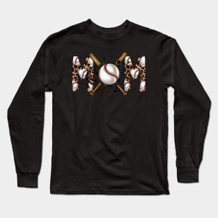 Baseball mom, leopard baseball mom, cute baseball mom Long Sleeve T-Shirt